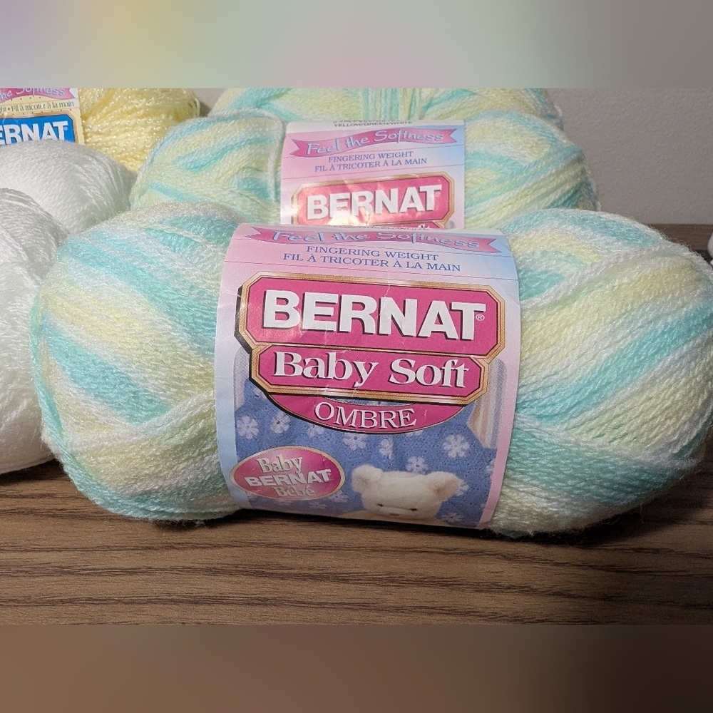 Vintage Bernat Baby Soft Yarn Bundle 3 Verigated  Skiens